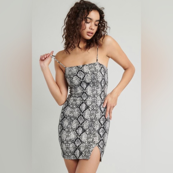 Garage Python-Print Bodycon Dress - Picture 1 of 8